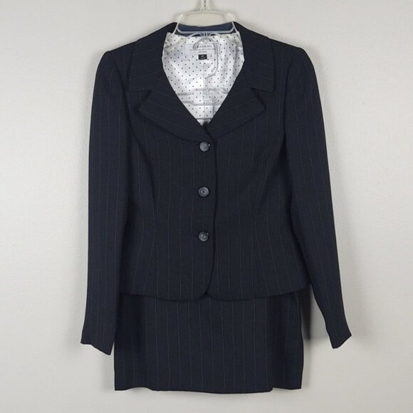 Tahari ASL Suit Skirt Separates Pinstripe Black White Career Academia 4P - Picture 9 of 9